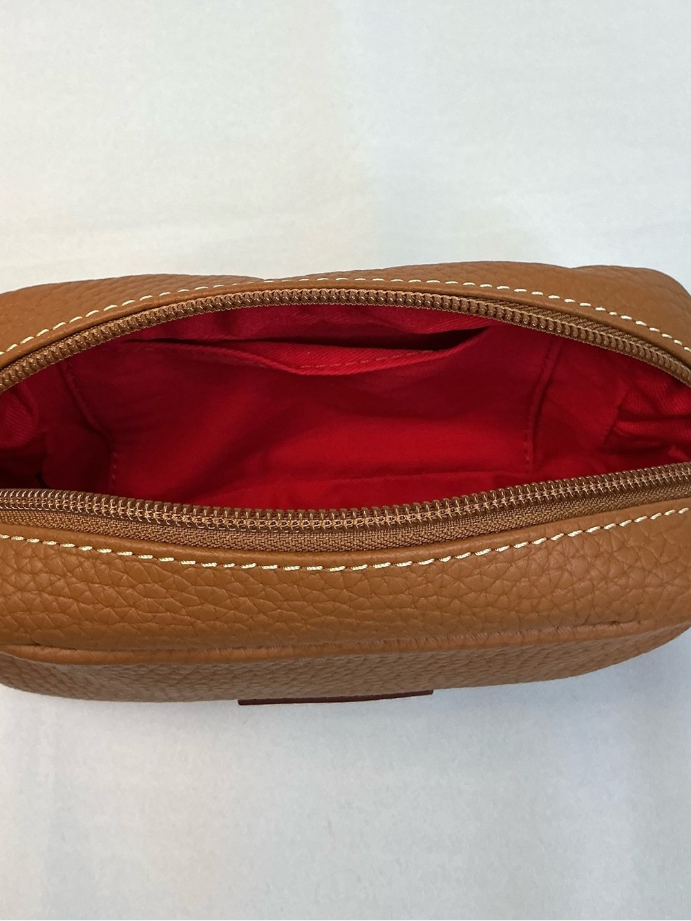 Dooney & Bourke Caramel Pebbled Leather Toiletry Cosmetic Bag - Picture 3 of 6
